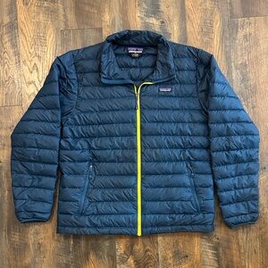 Patagonia Men's Down Sweater Jacket with Yellow Accents